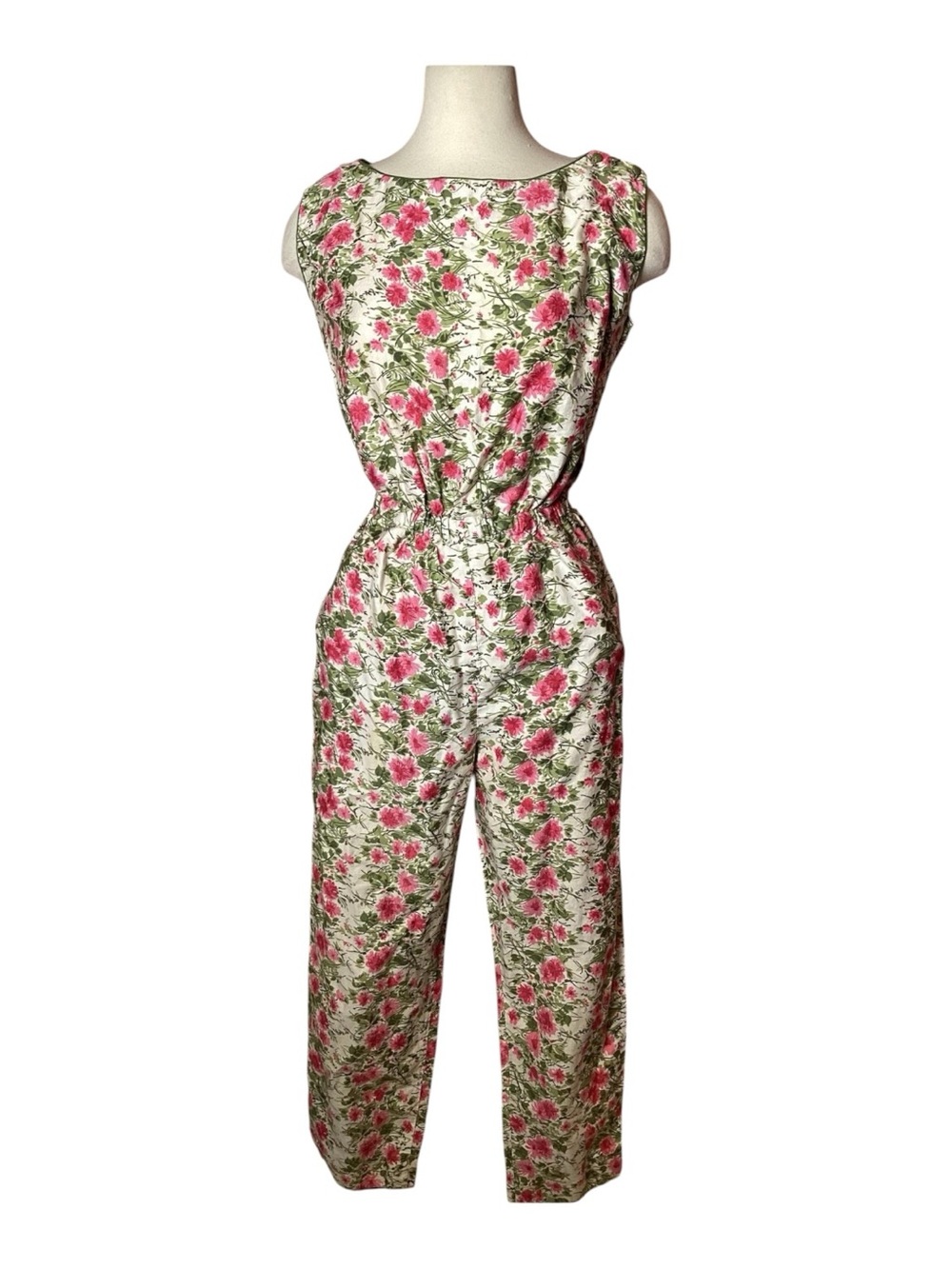 Vintage 1950s Priya Sports Maker Cotton Floral Scrunchie Elastic High Waist Jump